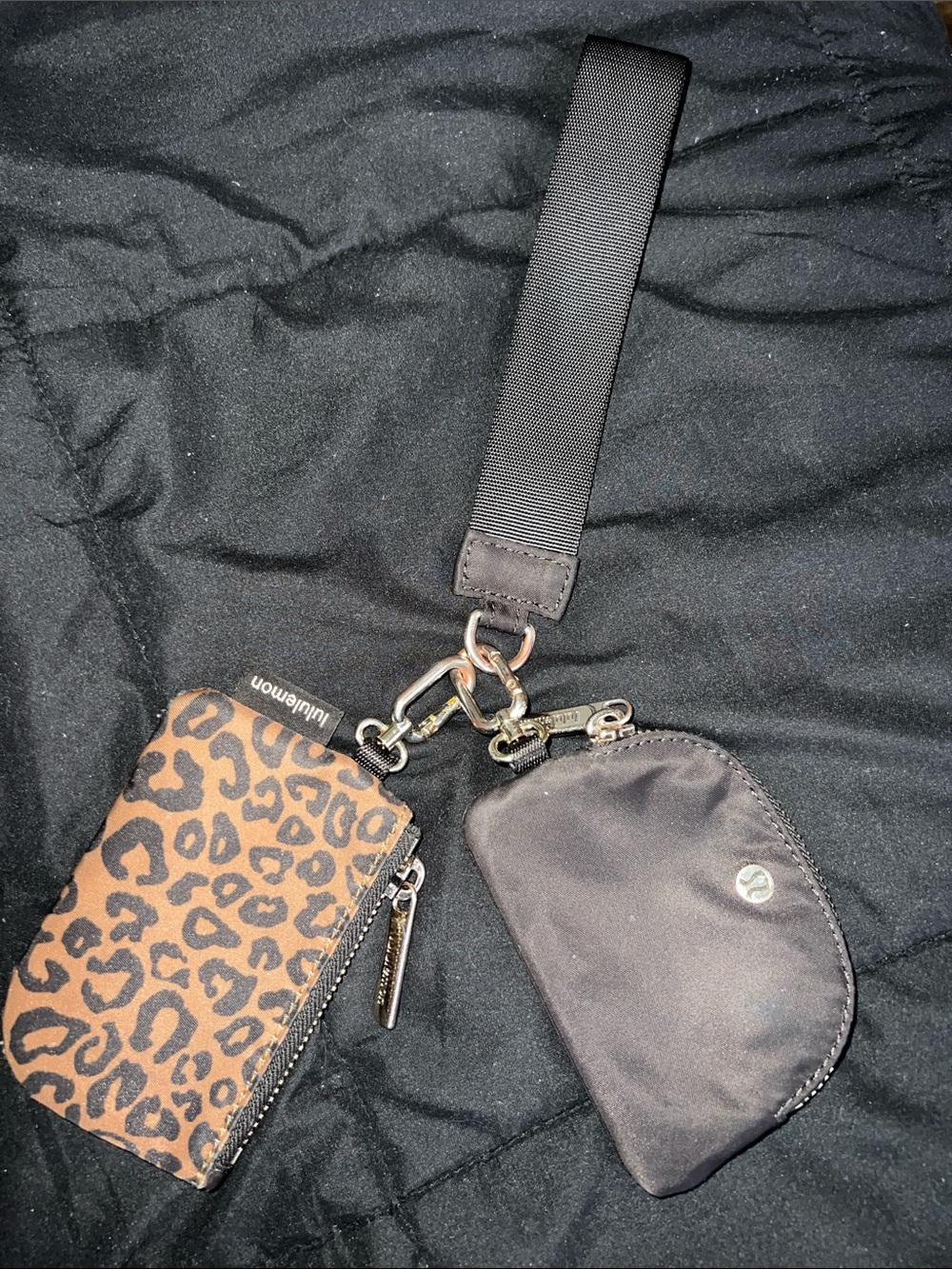 Lululemon - leopard print dual pouch wristlet